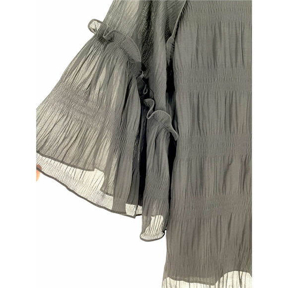 nwt BLUHEAVEN BLACK RUFFLE GAUZE TOP - Picture 3 of 7